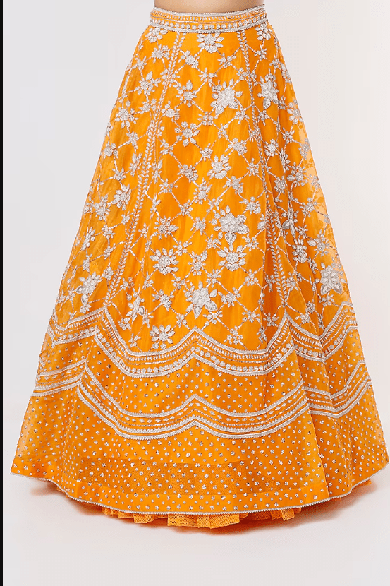 Orange Embroidered Lehenga Set - Image 3