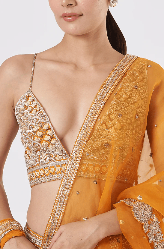 Mustard Embroidered Lehenga Set - Image 4