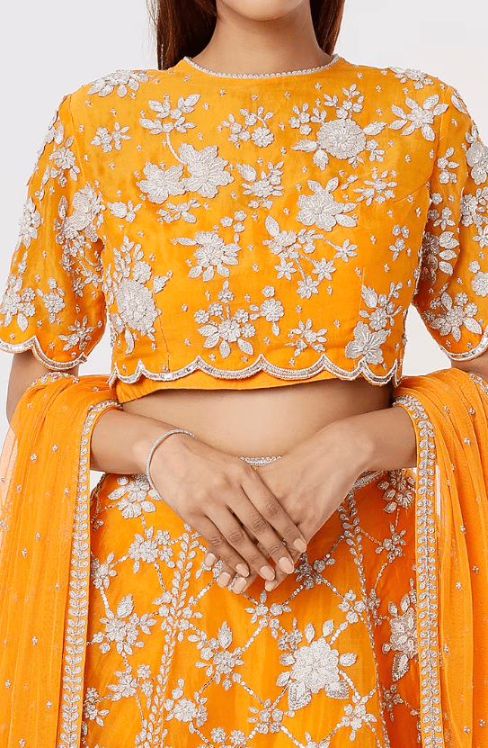 Orange Embroidered Lehenga Set - Image 4