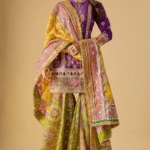 Green Chanderi Mirror & Sequins Embroidered Gharara Set