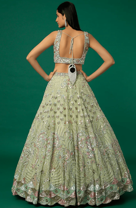 Mint Green Embroidered Lehenga Set - Image 2