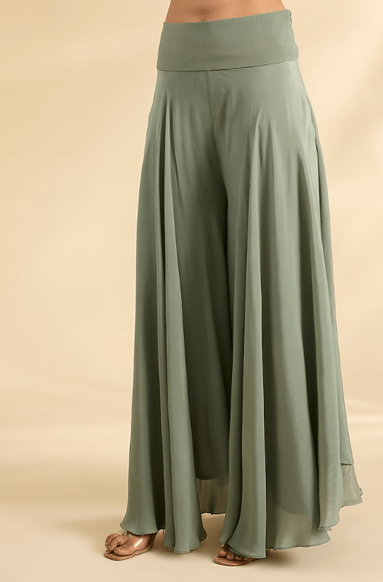 Green Crepe Sharara Set - Image 3