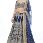 Blue Tussar Embroidered Lehenga Set