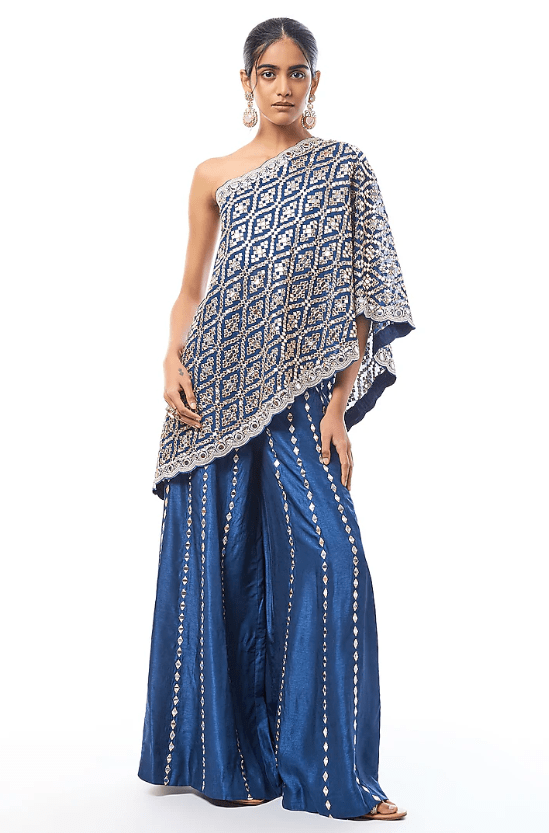 Blue Tussar Pant Set