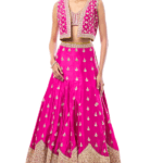 Rani Pink Tussar Sequin Work Jacket Lehenga Set