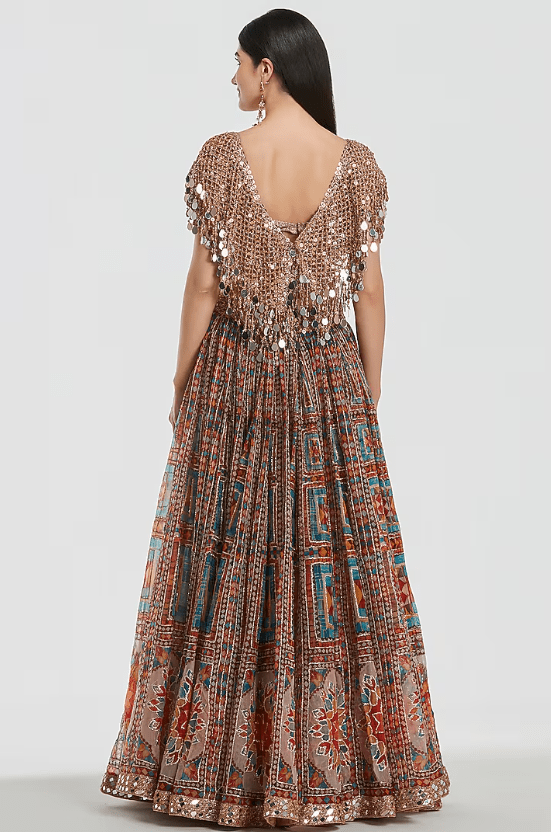 Multi-Colored Organza Sequins Work Lehenga Set - Image 2