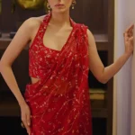 Scarlett Red Silk Organza Hand Embroidered Draped Saree
