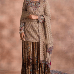 Sand Gold Tissue Chanderi & Velvet Embroidered Kurta Set