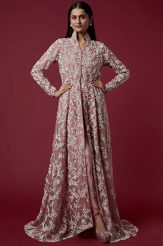 Blush Pink Embroidered Jacket Set