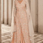 Salmon Pink Georgette & Net Lehenga Set