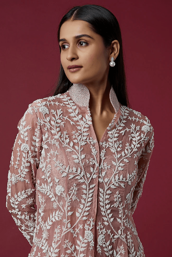 Blush Pink Embroidered Jacket Set - Image 4