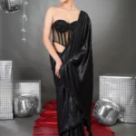 Black Hand Embroidered Corset Saree Set | Evening Wear