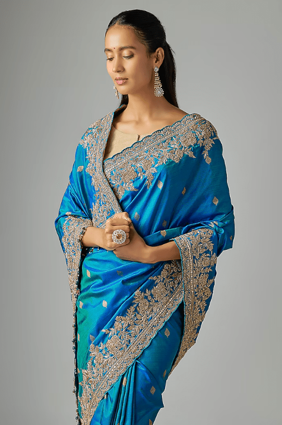 Blue Silk Saree - Image 3