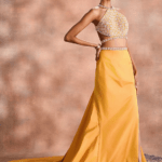 Misted Yellow Silk Taffeta Skirt Set