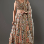 Ivory Chiffon Sequins Embroidered Lehenga Set