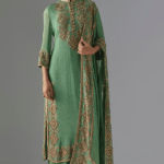 Jade Green Chiffon Sequins Embroidered Kurta Set
