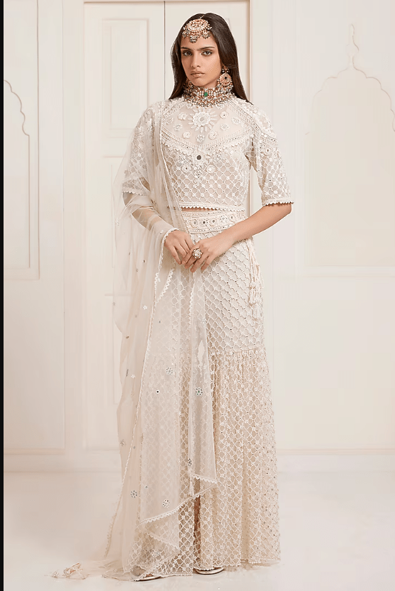 Ivory Net Sharara Set