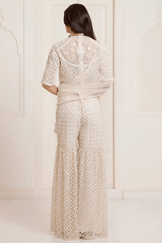 Ivory Net Sharara Set - Image 2