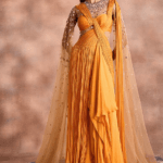 Radiant Yellow Silk Flat Chiffon Embroidered Gown