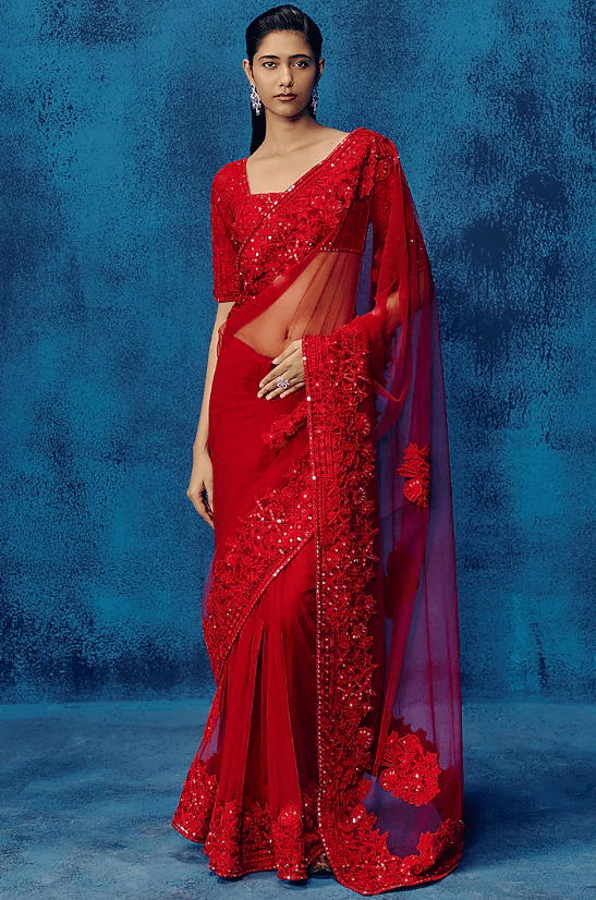 Red Silk Saree Set
