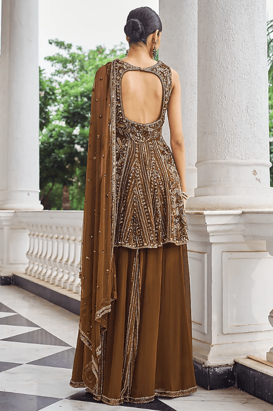 Copper Georgette Sharara Set - Image 2