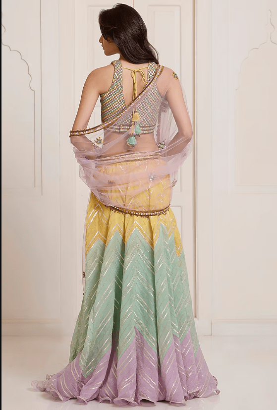 Multi-Colored Chanderi Lehenga Set - Image 2