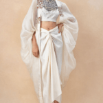 Ivory embellished cape set