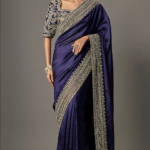 Purple Silk Zardosi Work Saree Set