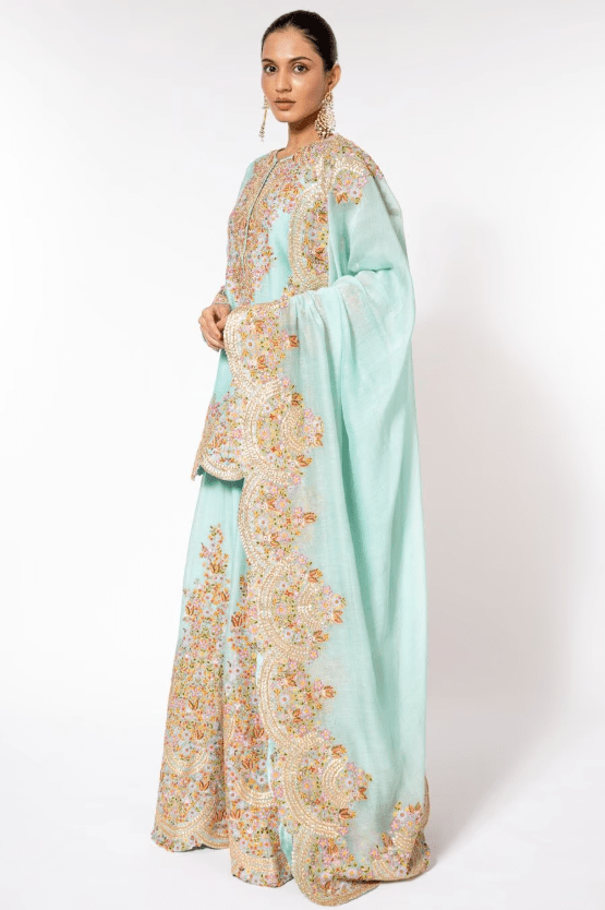 Blue embellished sharara set - Image 2