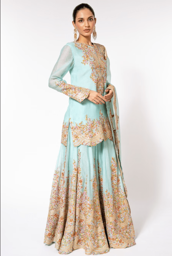 Blue embellished sharara set - Image 3
