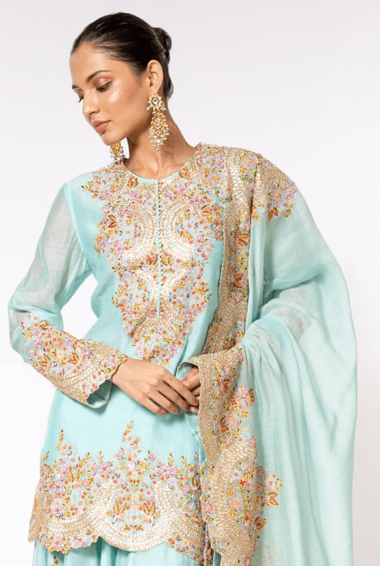 Blue embellished sharara set - Image 4