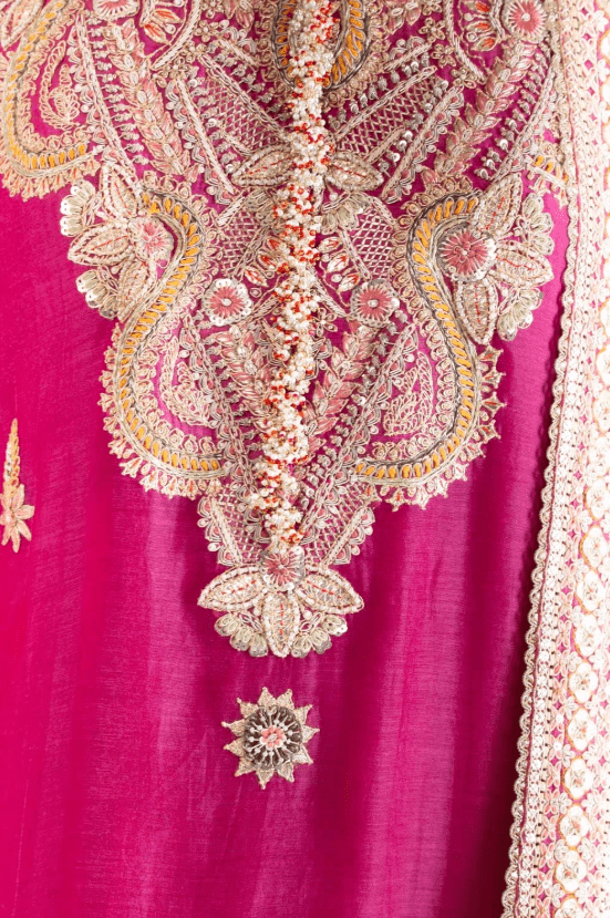 Fuschia Silk 16 Kali Kurta Sharara Set - Image 5