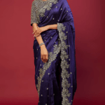 Purple Silk Zardosi Embroidered Saree Set