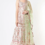 Cameo Peach Chanderi Resham Embroidered Gharara Set