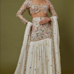 White Georgette Embroidered Lehenga Set