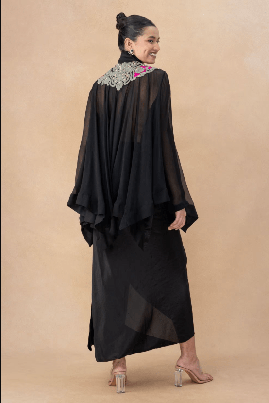 Black embellished flared top & skirt set - Image 5