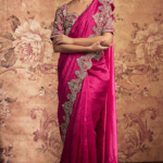 Rani Pink Silk Cutwork Embroidered Saree Set