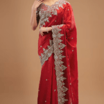 Red Silk Embroidered Saree Set