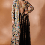 Black Georgette Resham Embroidered Jacket Set