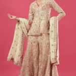 Ivory Chanderi Silk & Georgette Embroidered Sharara Set