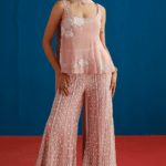 Muted Pink Tulle Embroidered Sharara Set