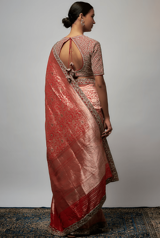 Red Banarasi Saree Set - Image 2