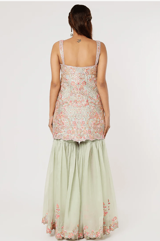 Mint Organza Gharara Set - Image 2