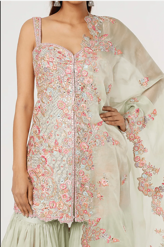 Mint Organza Gharara Set - Image 3