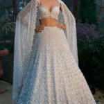 Ivory Net Pearl & Crystal Embroidered Lehenga Set