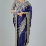 Purple Silk Zardosi Embroidered Saree Set