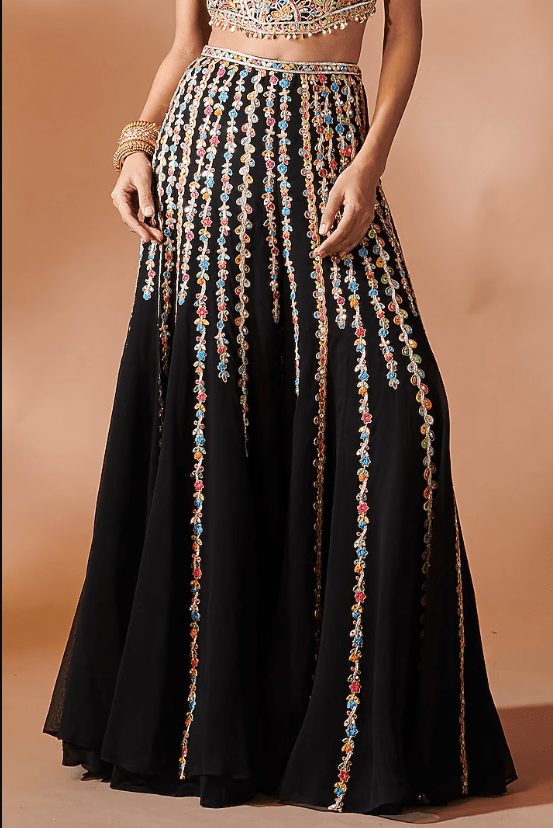 Black Georgette Embroidered Sharara Set - Image 2