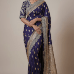 Purple Silk Zari Embroidered Banarasi Saree Set