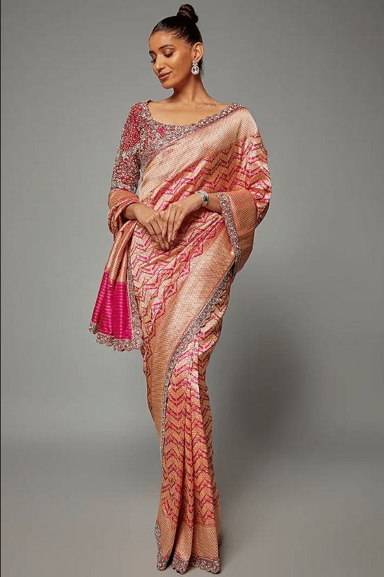 Pink Banarasi Saree Set