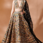 Black Chanderi Gota Embroidered Lehenga Set
